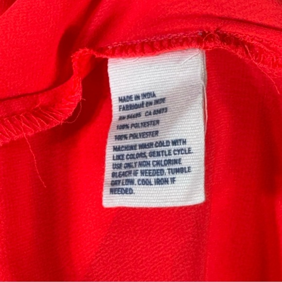 American Eagle Women’s Neon Coral Sheer Long Sleeve Button Down Blouse - Picture 6 of 7